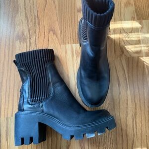 Aldo Leather Platform Boots - Black Lug Sole